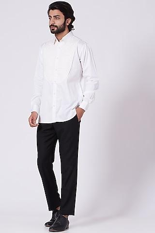 white cotton tuxedo shirt