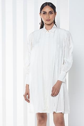 white cotton viscose shirt dress
