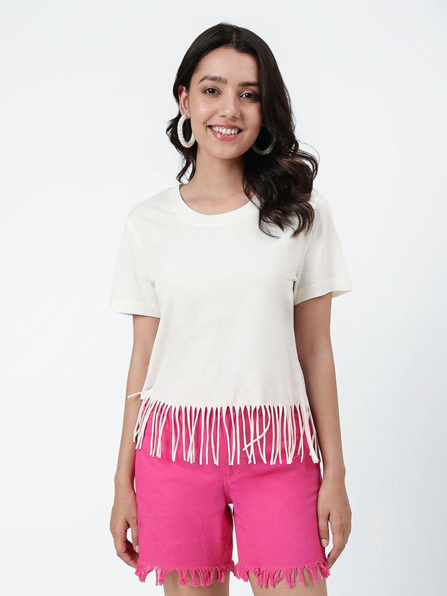 white cotton waist length top