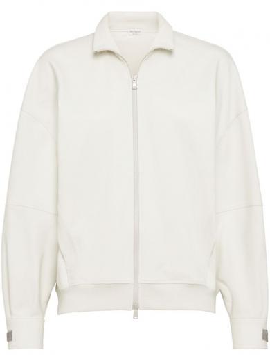 white cotton zipped sweatshirt
