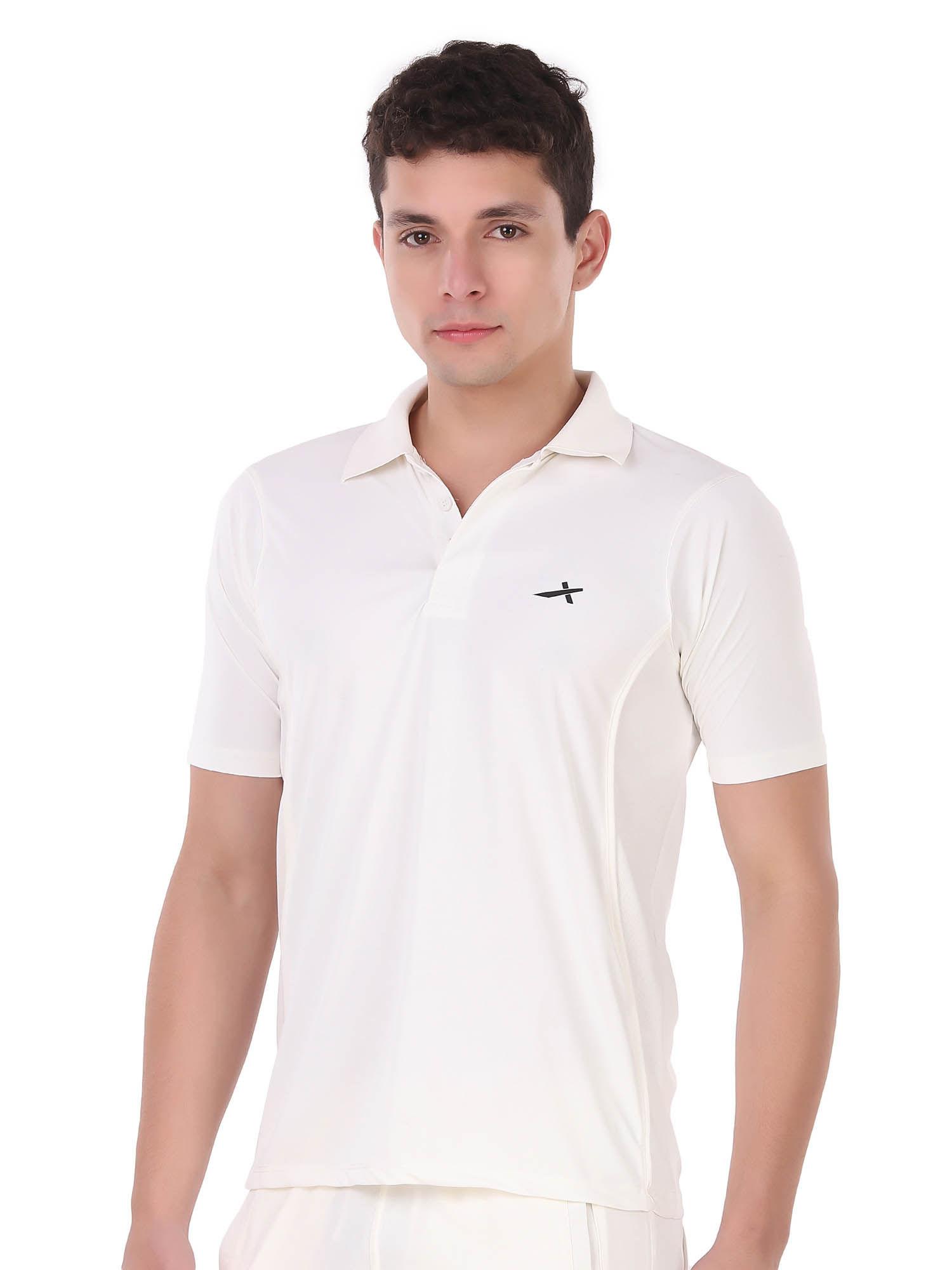 white cricket adult half sleeves polo t-shirt - white