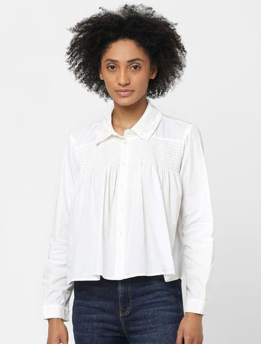 white cropped shirt