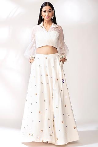 white crystal lehenga set