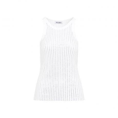 white crystal ribbed tank top
