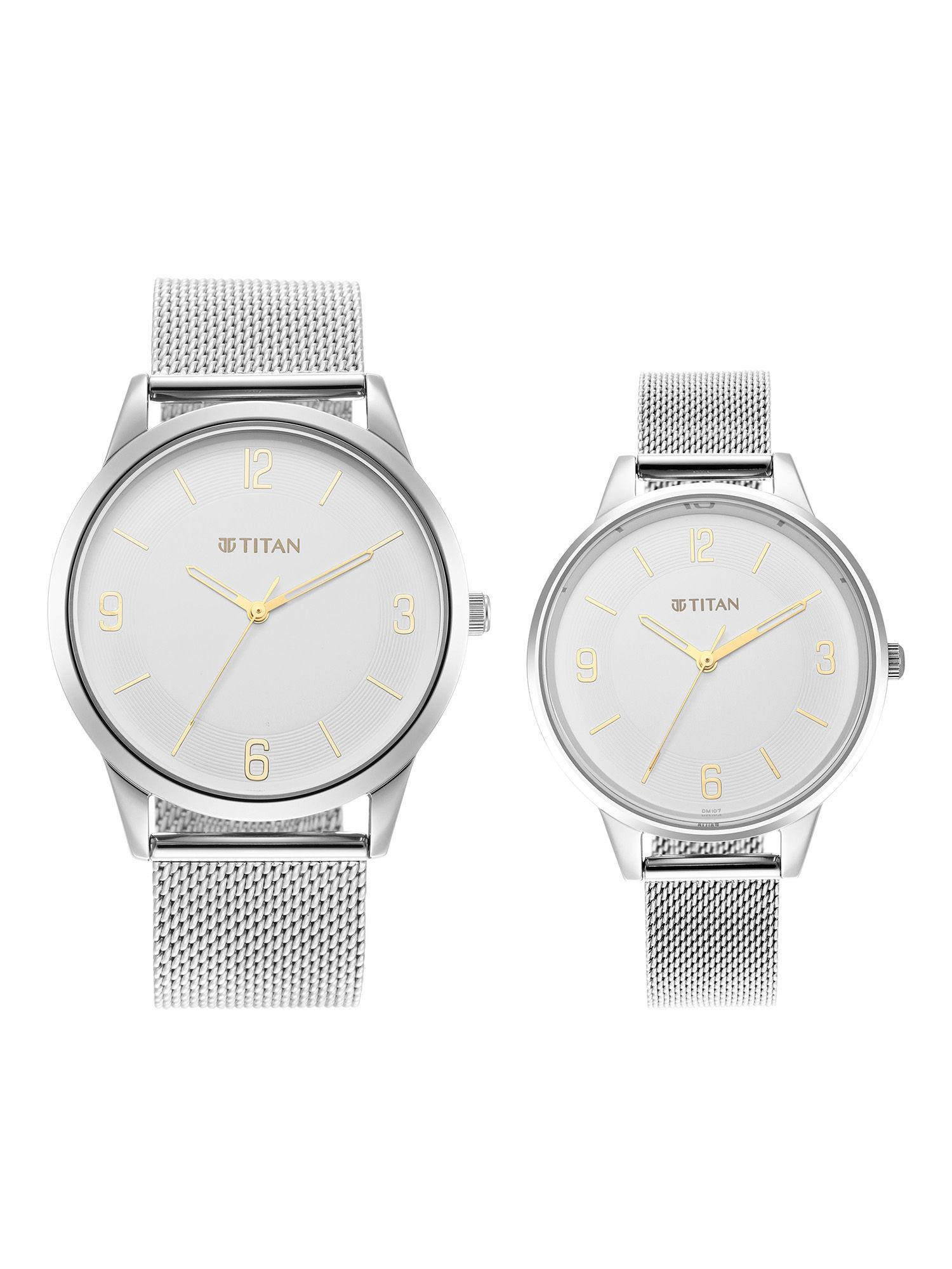 white dial analog watch for couple (18062648sm01)