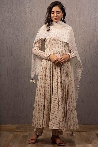 white digital printed kurta set