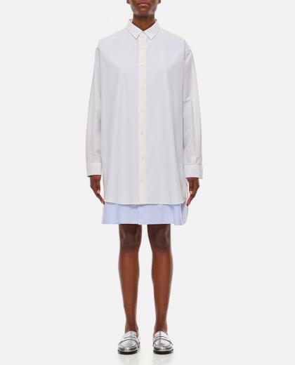 white double layer shirt dress