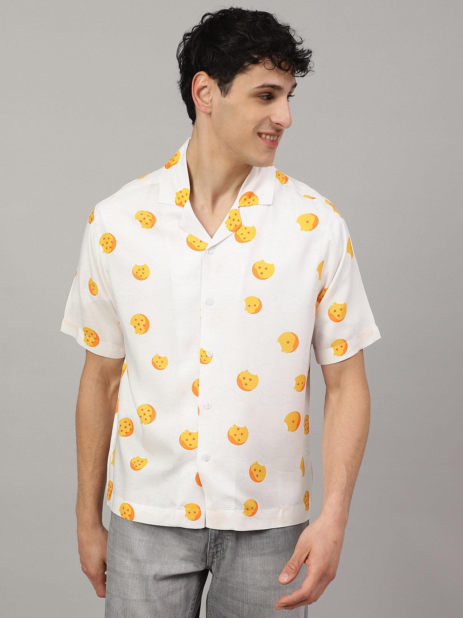 white dragon ball z printed regular fit shirt