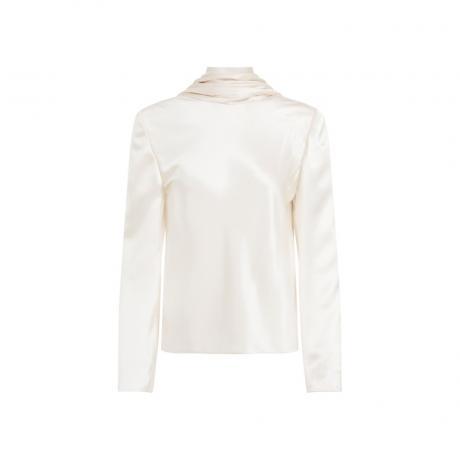 white draped crepe blouse