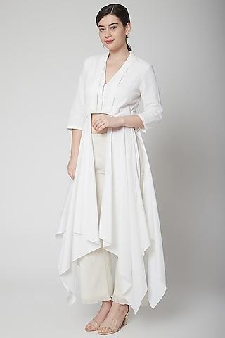 white draped kurta with pants