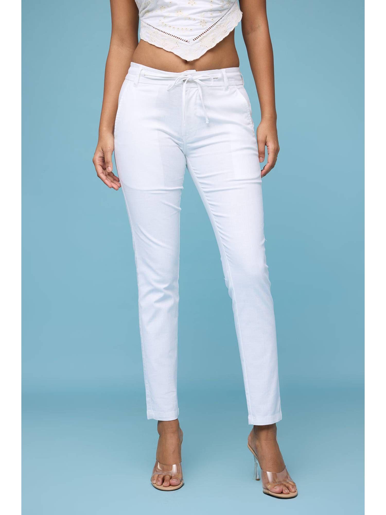 white drift drawstring pant