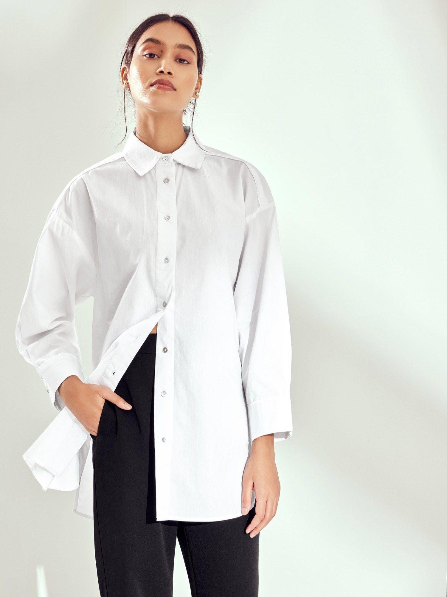 white drop shoulder shirt