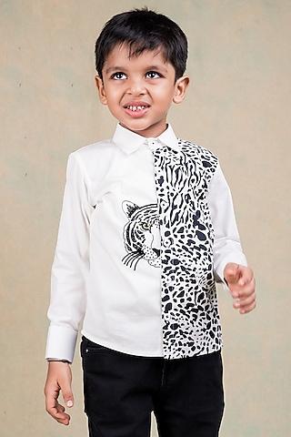 white egyptian giza cotton embroidered shirt for boys