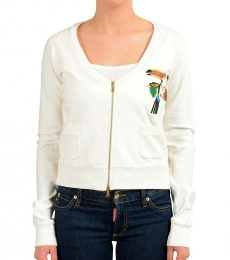 white embellished full zip jacket