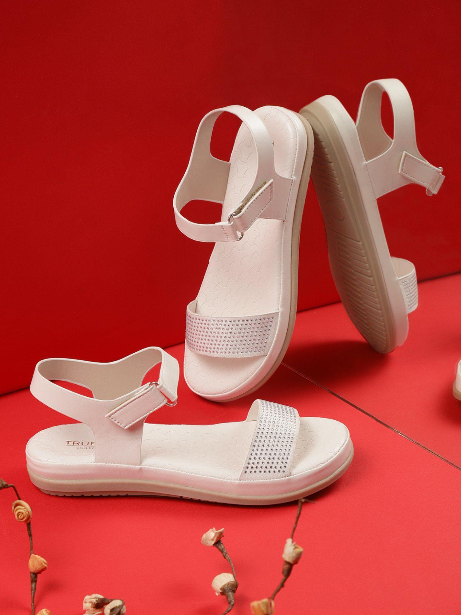 white embellished sandals