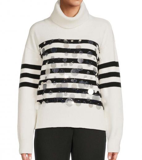 white embellished stripe sweater