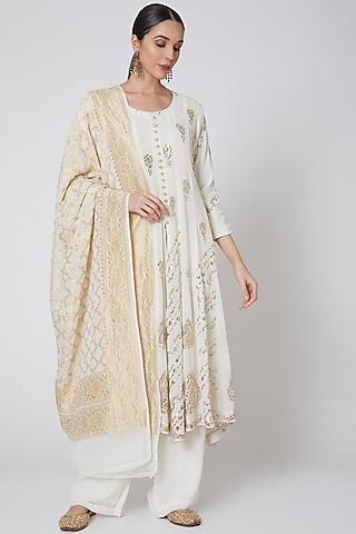 white embroidered anarkali set