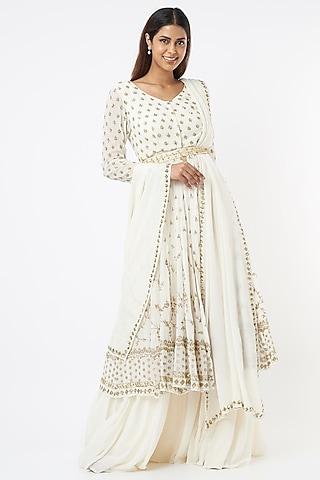 white embroidered anarkali set