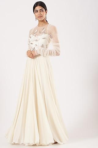 white embroidered anarkali