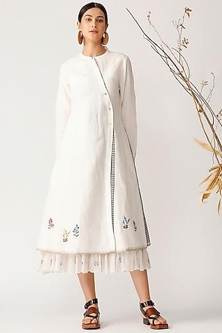 white embroidered asymmetric tunic