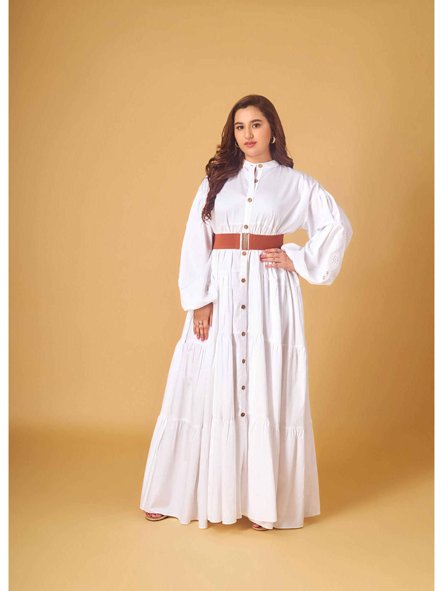 white embroidered cotton maxi dress