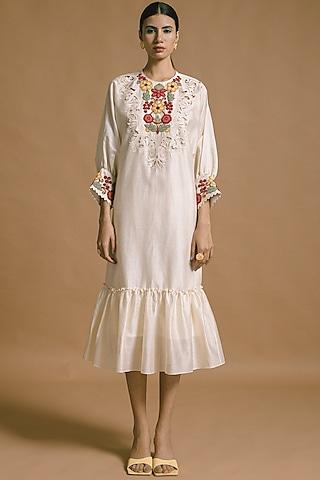 white embroidered kimono dress