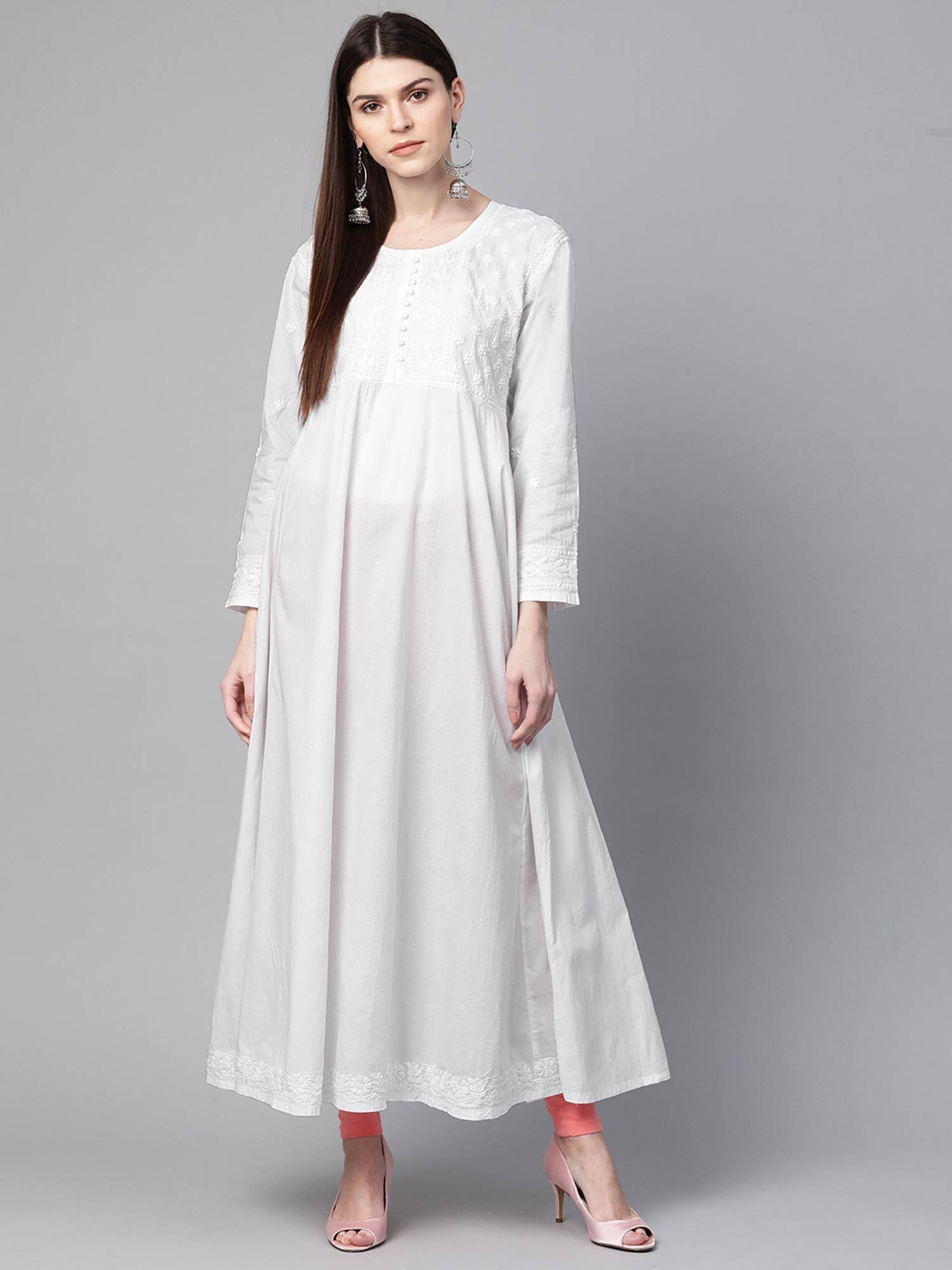 white embroidered kurta (xs) (a100419)