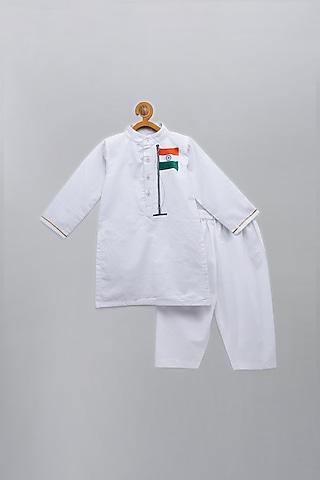 white embroidered kurta set  for boys