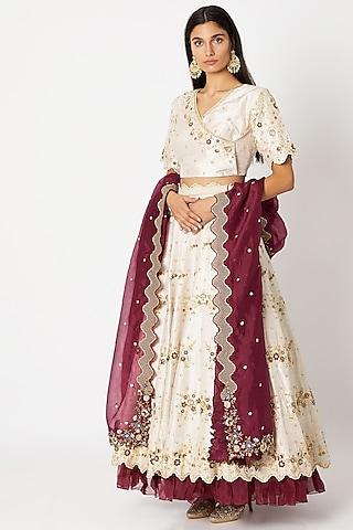 white embroidered lehenga set