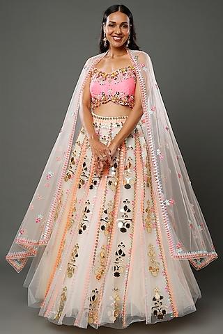 white embroidered lehenga set