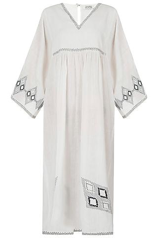 white embroidered midi dress