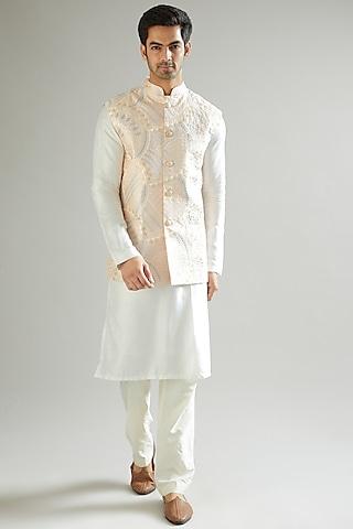 white embroidered nehru jacket