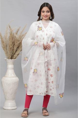 white embroidered nylon dupatta