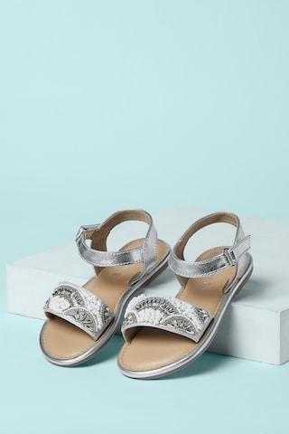 white embroidered party girls sandals