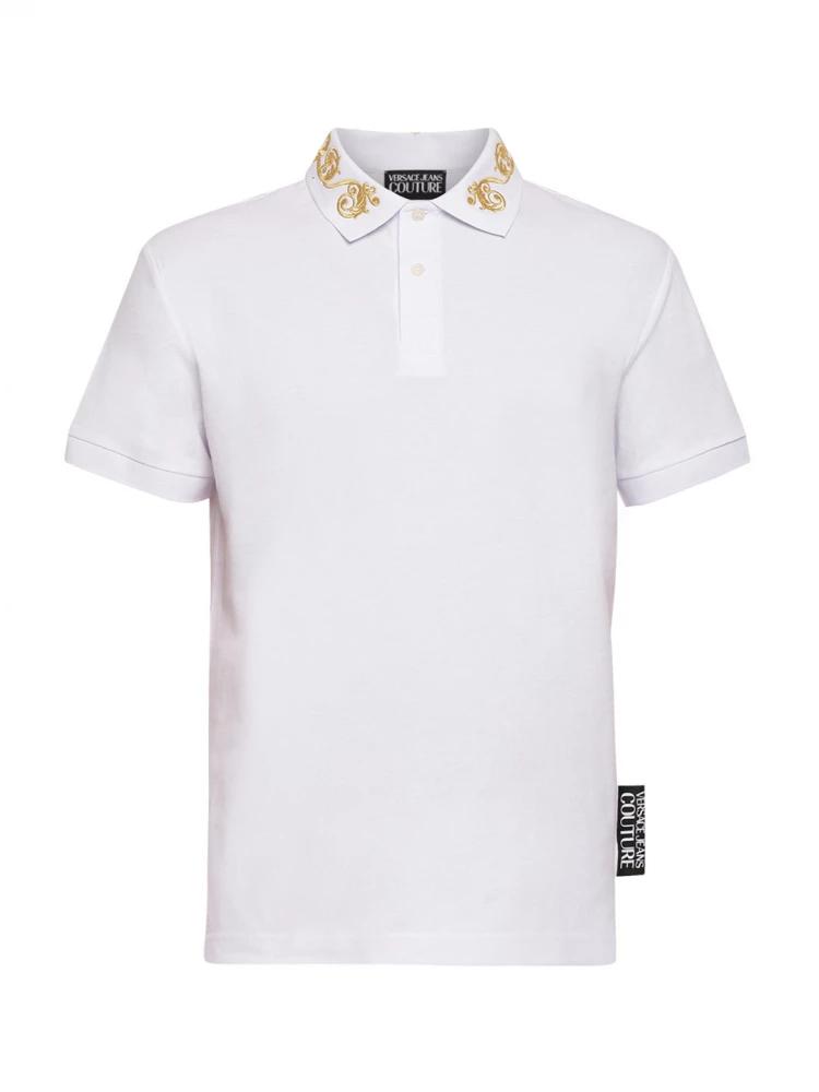 white embroidered polo t-shirt