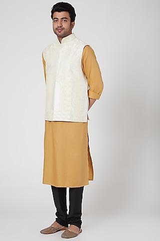 white embroidered raw silk jacket