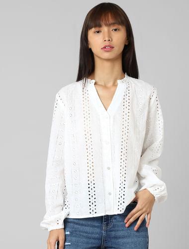 white embroidered shirt