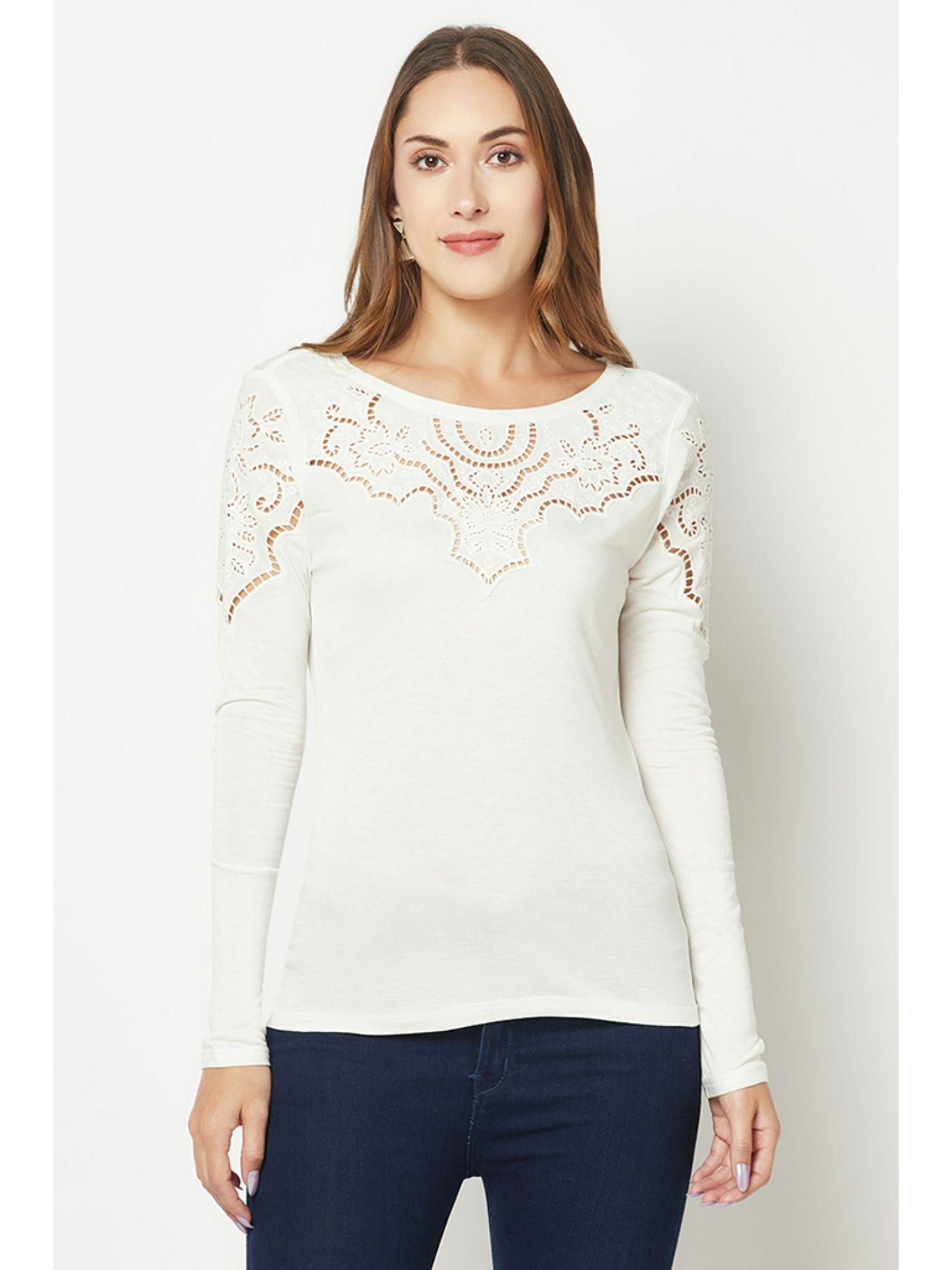 white embroidered top