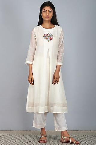 white embroidered tunic set