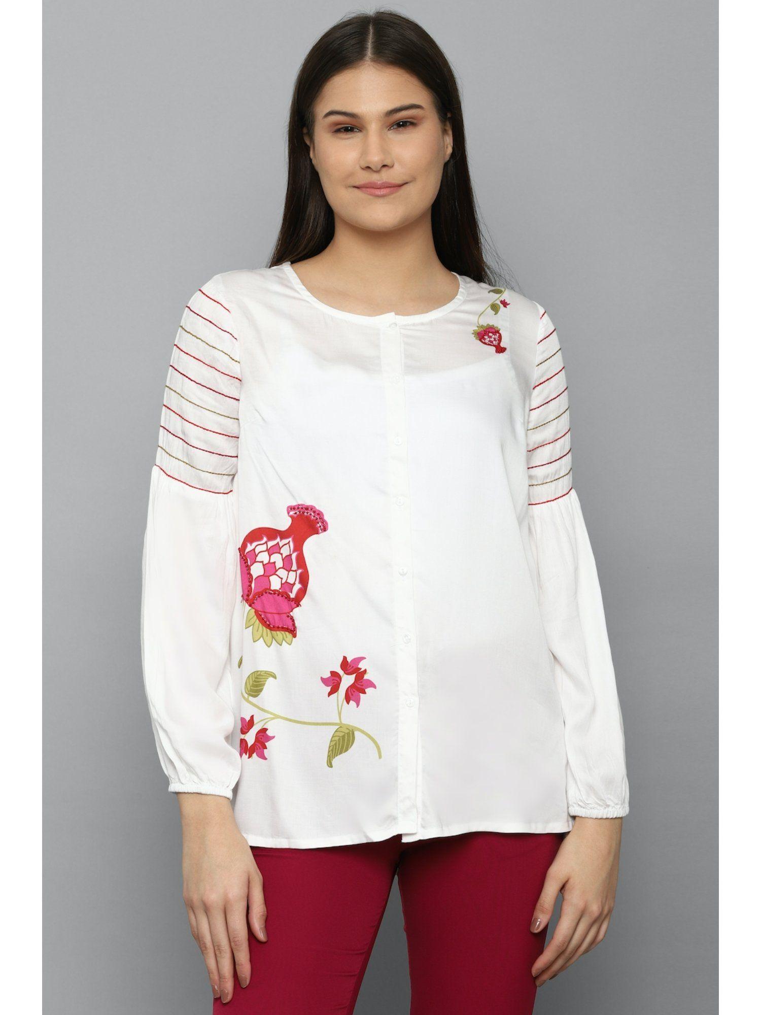 white embroidered tunic top