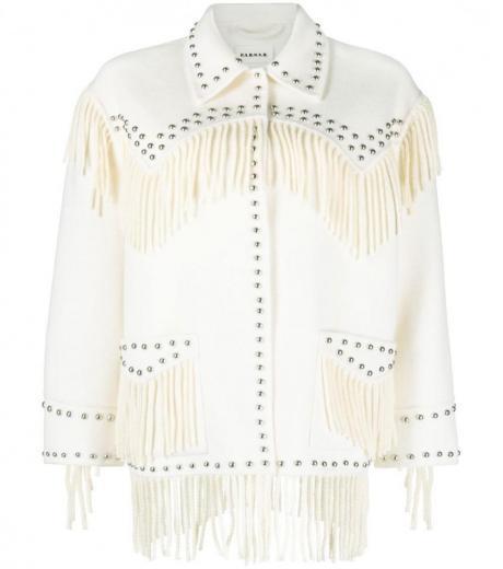 white embroidery stud shirt jacket