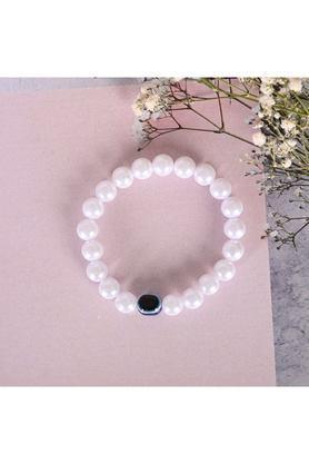 white evil eye crystal elasticated bracelet