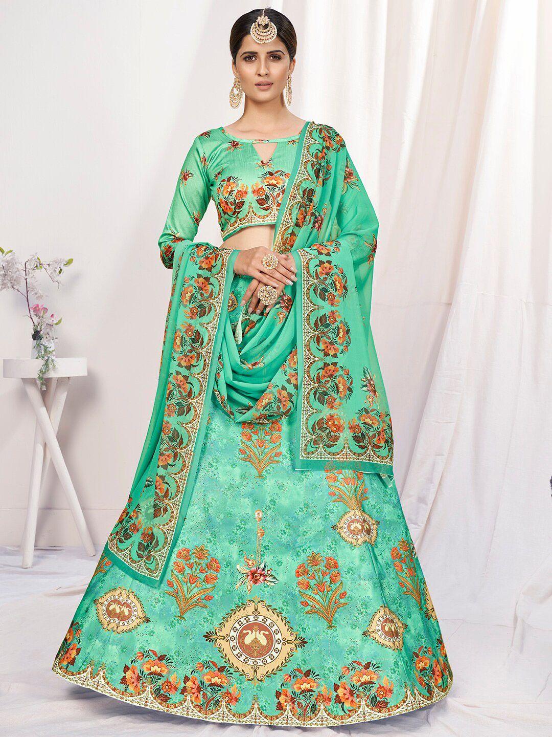 white fire women green lehenga choli