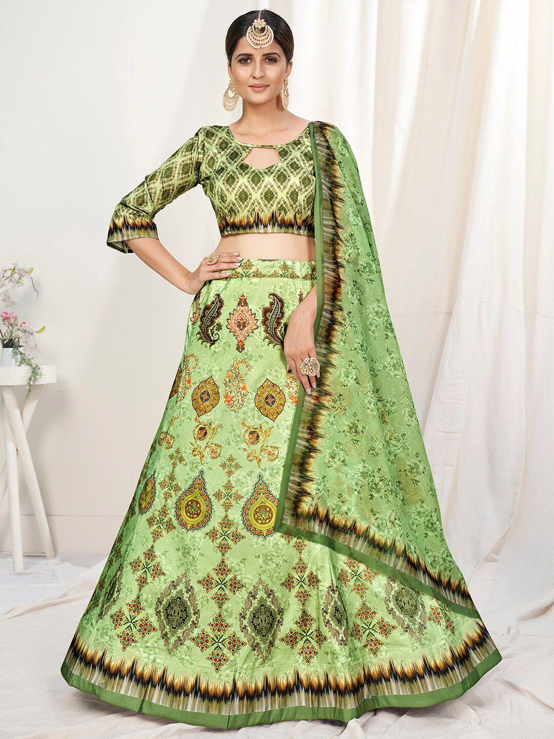 white fire women green lehenga choli