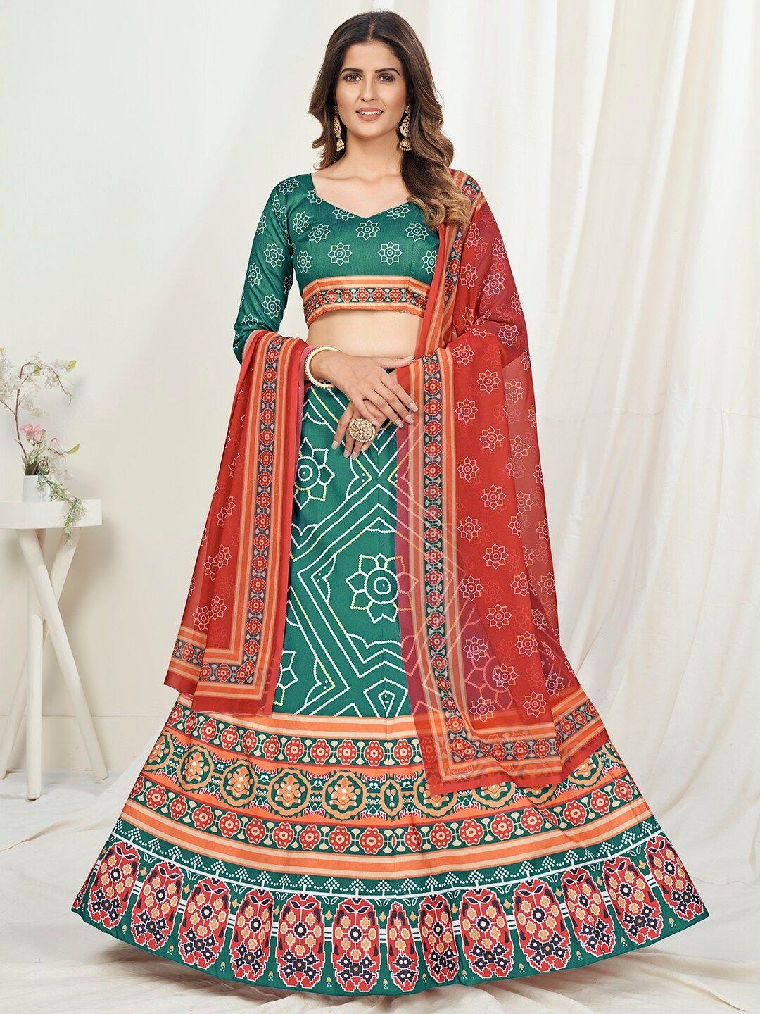 white fire women green lehenga choli