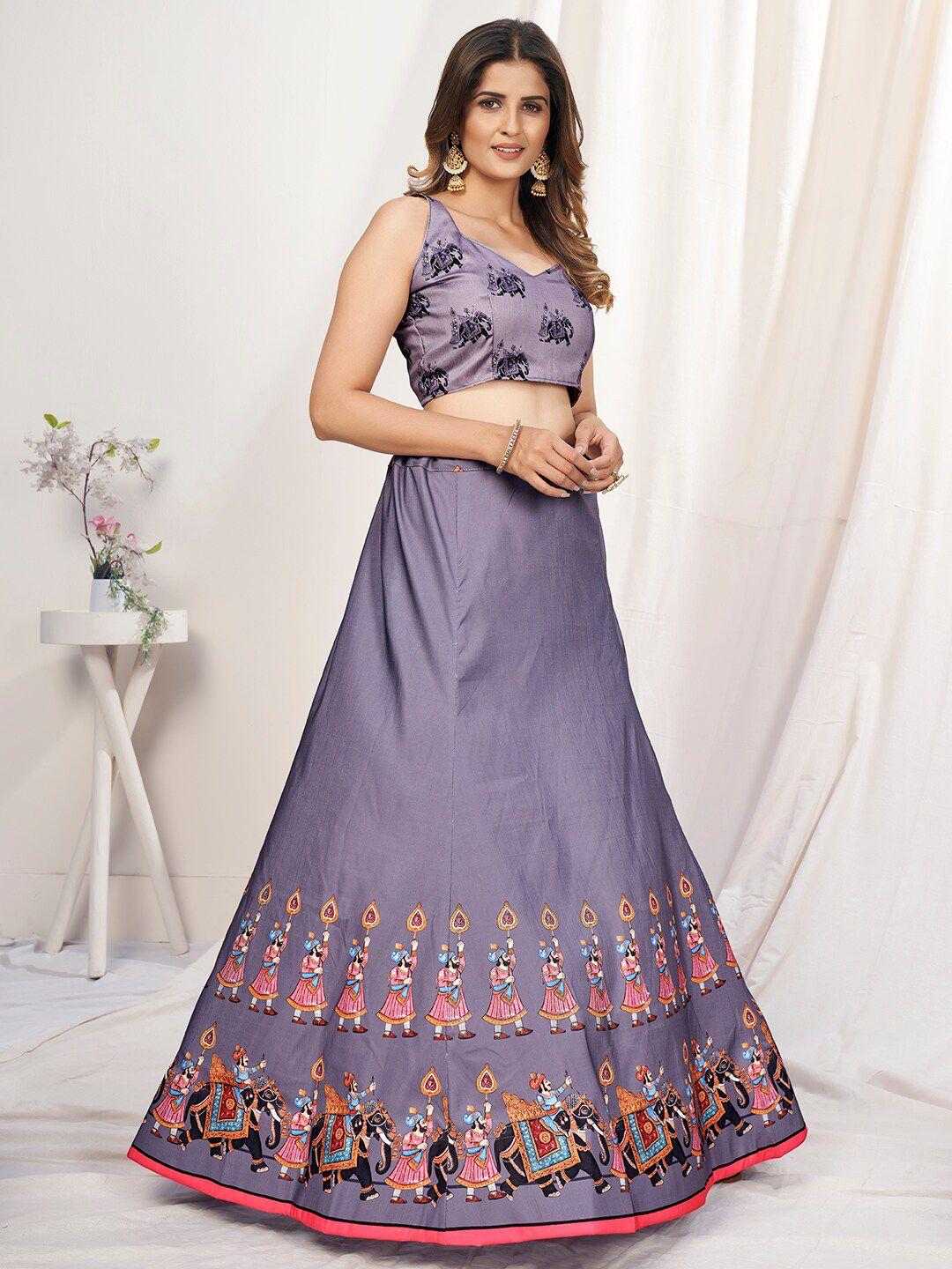 white fire women lavender lehenga choli