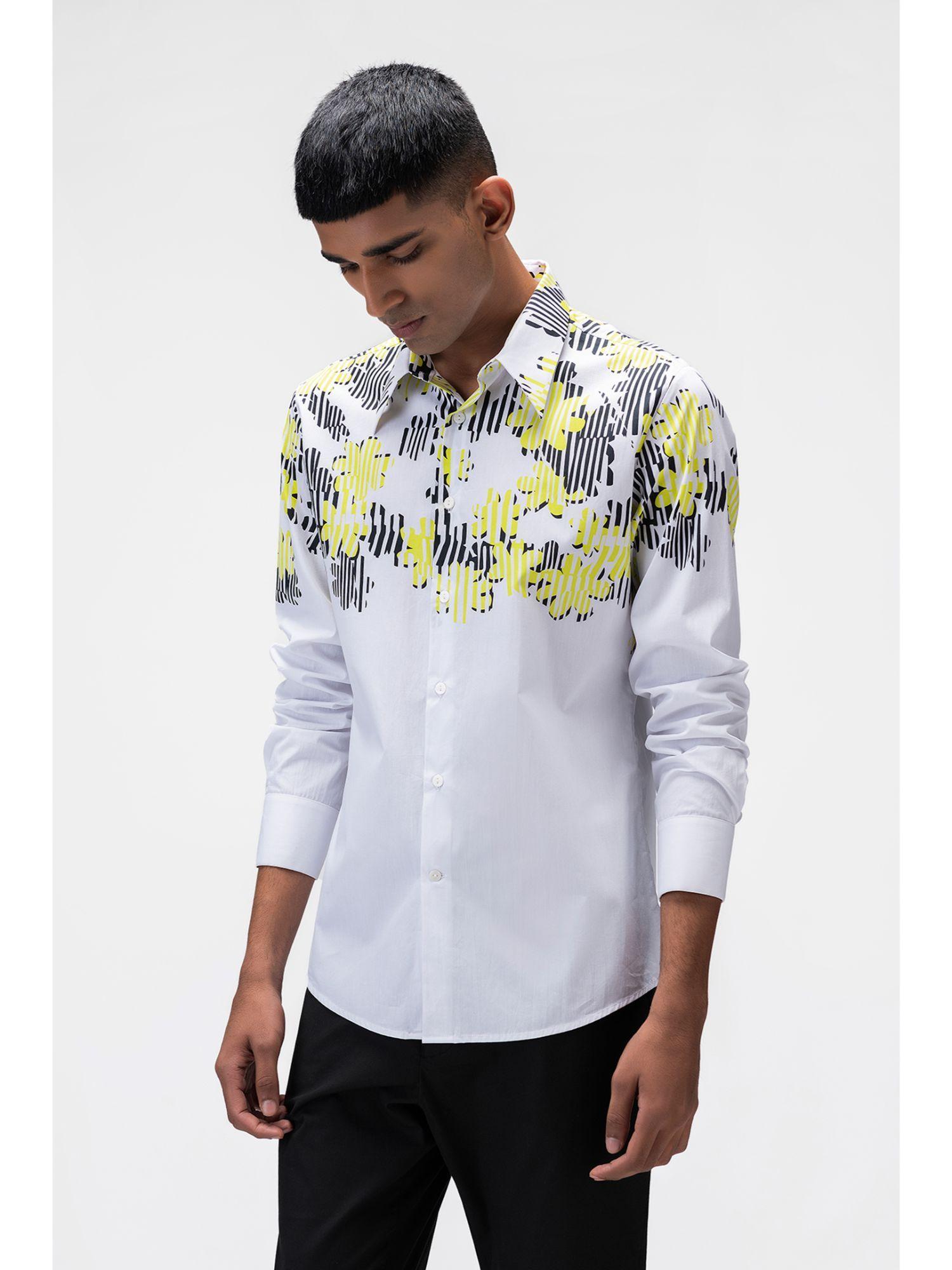 white floral collage shirt