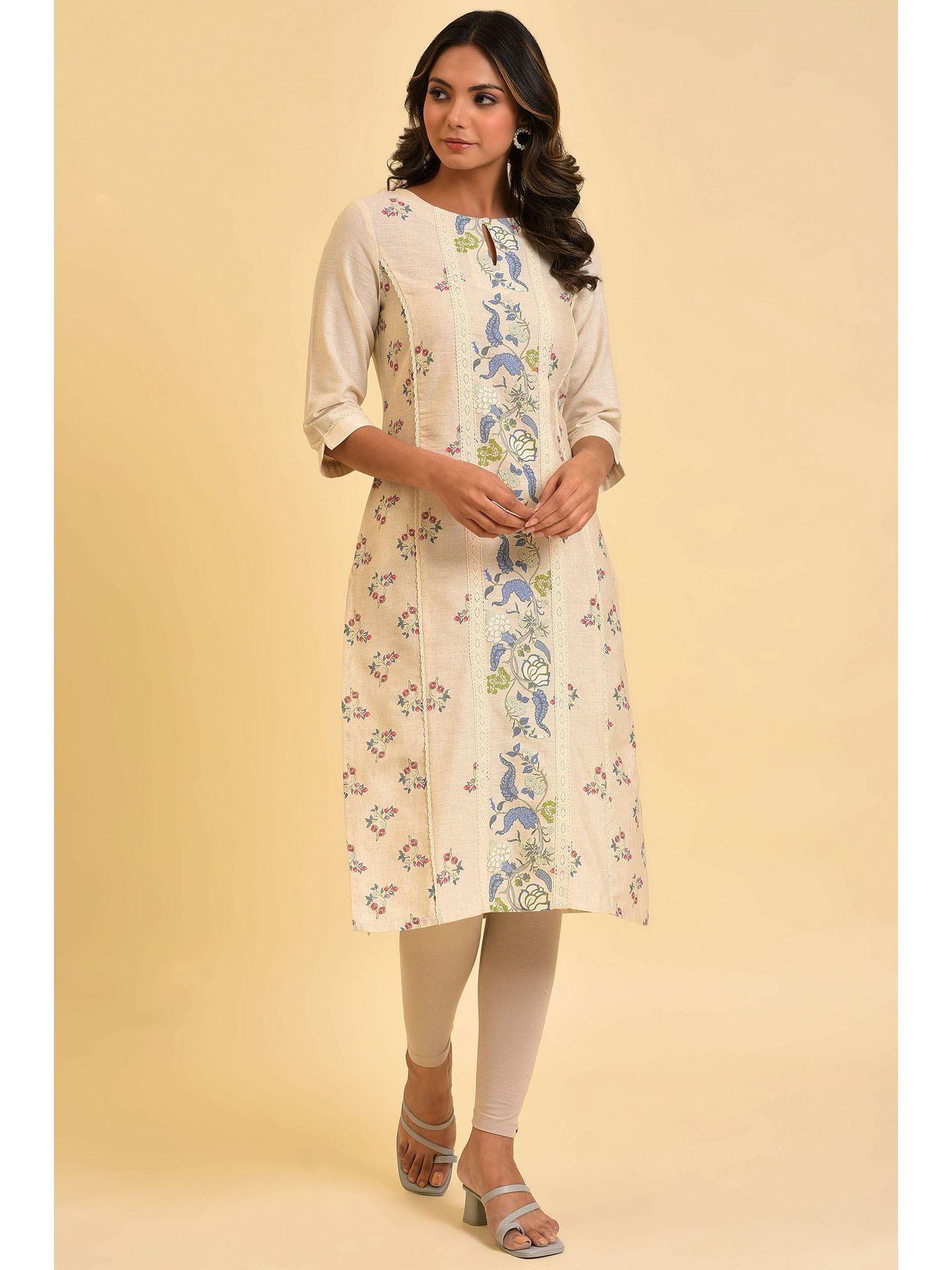 white floral kurta