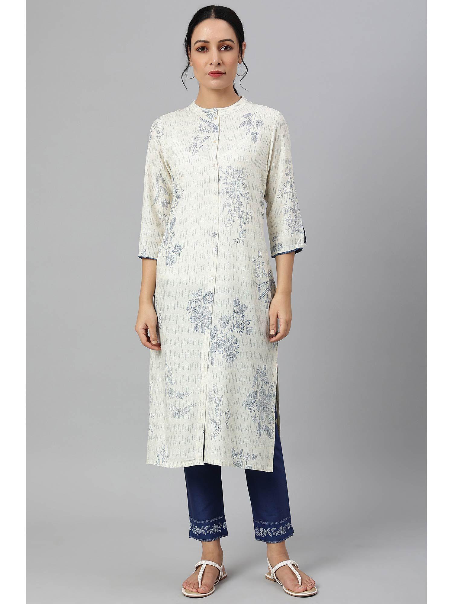 white floral kurta