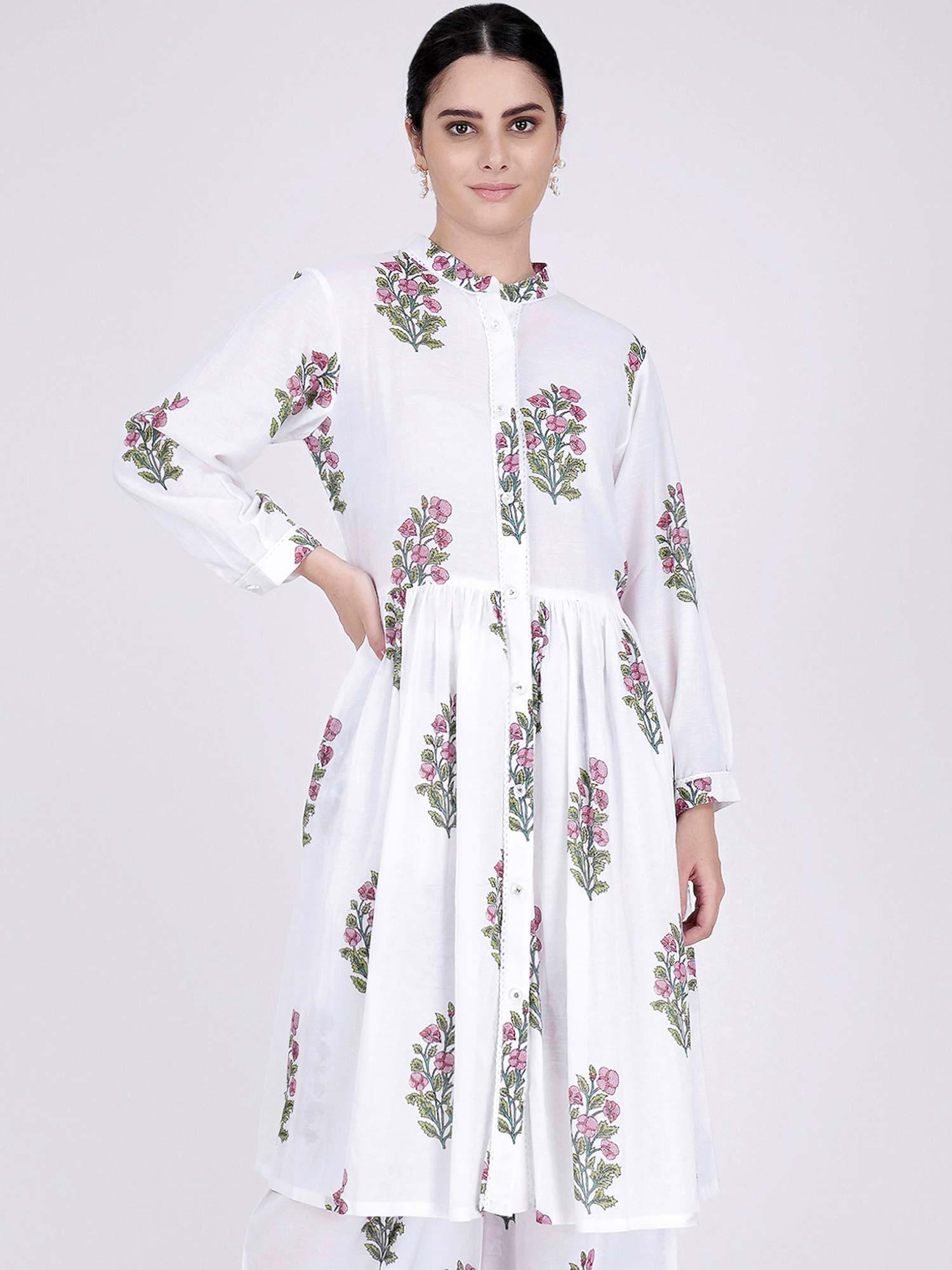 white floral kurta